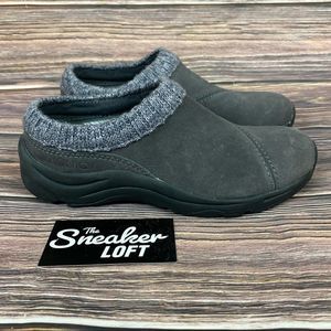 Vionic Charcoal Mules with Knit Collar